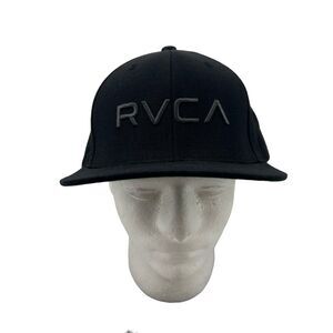 RVCA Hat Mens Snapback Black Adjustable VA Mid Fit Acrylic Wool Baseball Cap *